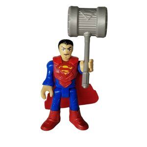 Imaginext Superman Action Figure with Hammer Accessory THICK S on Chest DC Hero